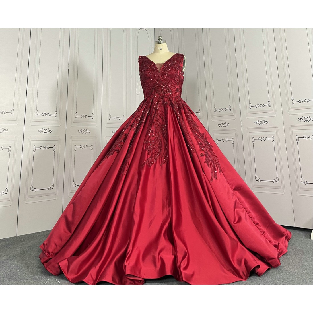 Burgundy A-Line One Shoulder Prom Dresses main image 1